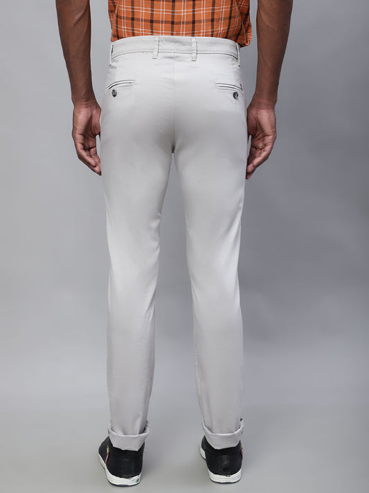 Cantabil Men Off White Cotton Blend Solid Regular Fit Casual Trouser (7113933553803)