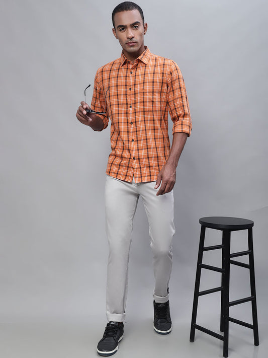 Cantabil Men Off White Cotton Blend Solid Regular Fit Casual Trouser (7113933553803)