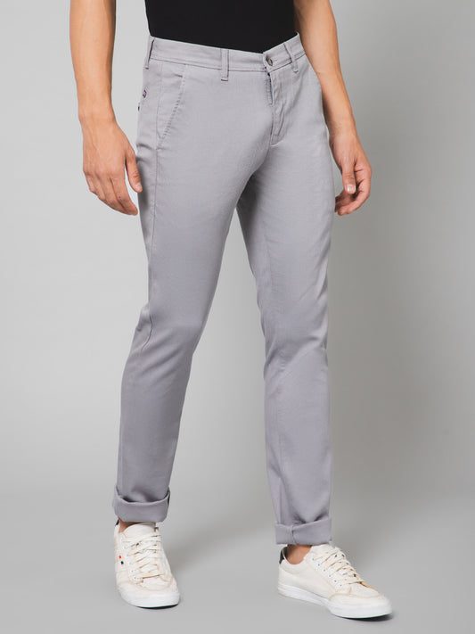 Cantabil Men Grey Cotton Blend Self Design Regular Fit Casual Trouser (7133181902987)