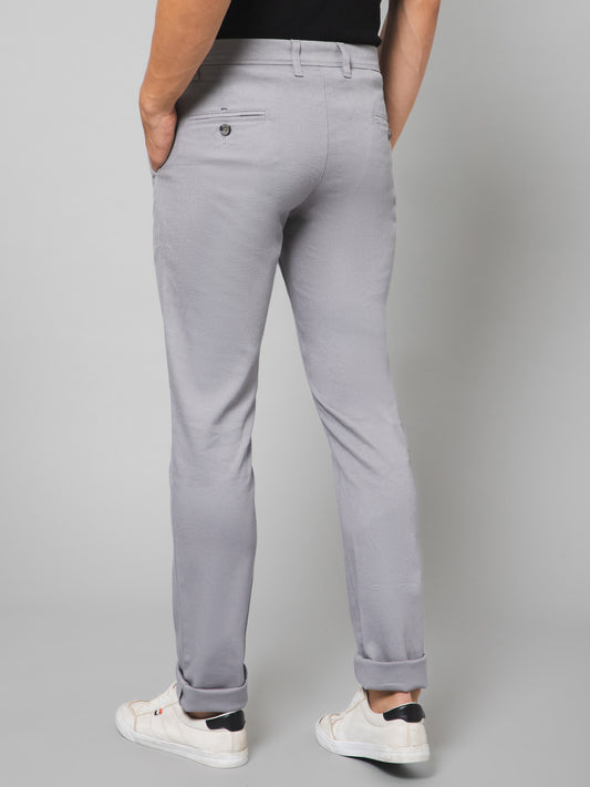 Cantabil Men Grey Cotton Blend Self Design Regular Fit Casual Trouser (7133181902987)
