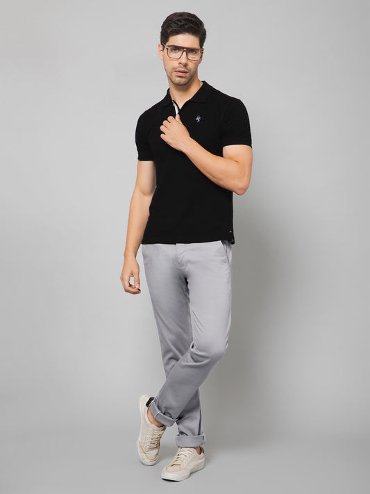 Cantabil Men Grey Cotton Blend Self Design Regular Fit Casual Trouser (7133181902987)
