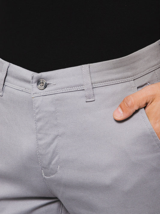 Cantabil Men Grey Cotton Blend Self Design Regular Fit Casual Trouser (7133181902987)