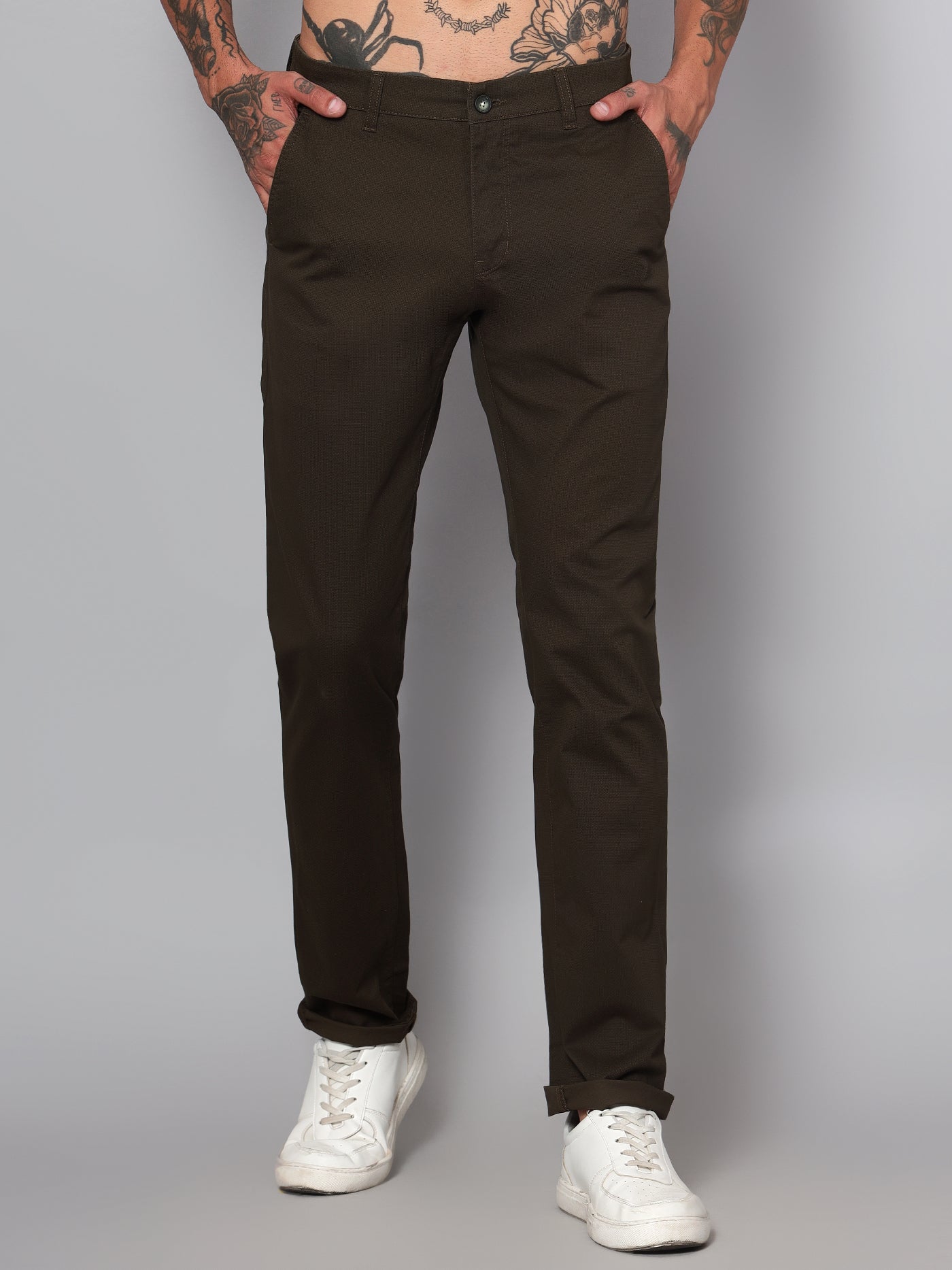 Buy Military brown Trousers & Pants for Men by Cantabil Online | Ajio.com