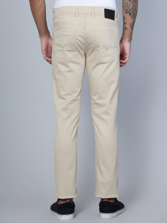 Men's Casual Flat front Beige  Trousers
