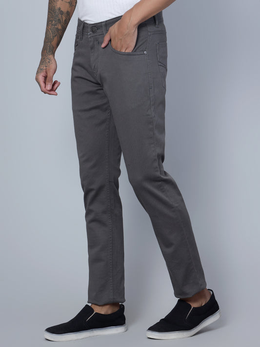 Men's Casual Flat front Grey  Trousers