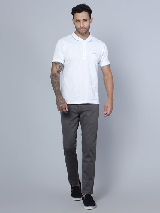 Men's Casual Flat front Grey  Trousers