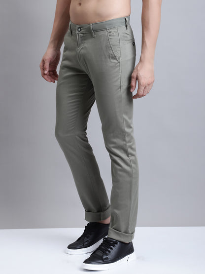 Cantabil Men Olive Self Design Casual Trouser (7156135329931)