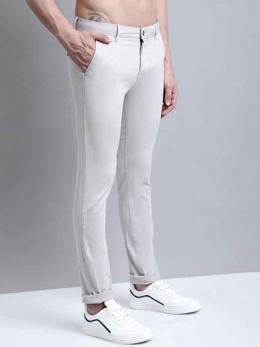 Cantabil Men Beige Self Design Casual Trouser (7155791069323)