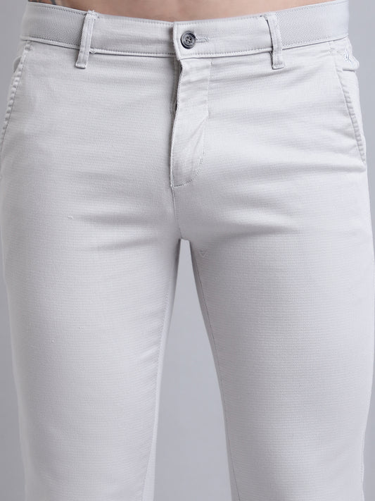 Cantabil Men Beige Self Design Casual Trouser (7155791069323)