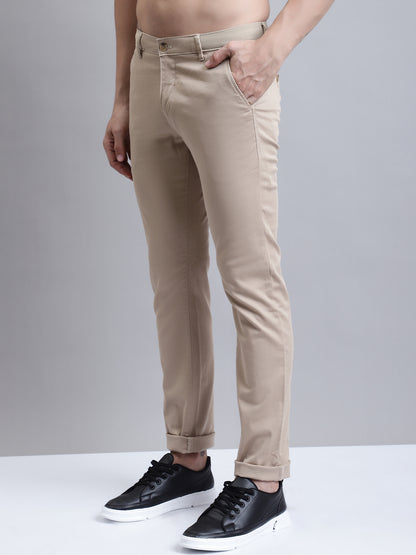 Cantabil Men Khaki Self Design  Casual Trouser (7156133724299)