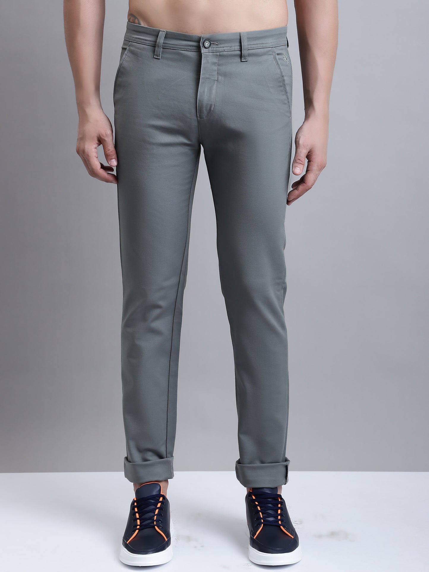 Cantabil Men Light Olive Solid Plain Casual Trouser (7156147978379)