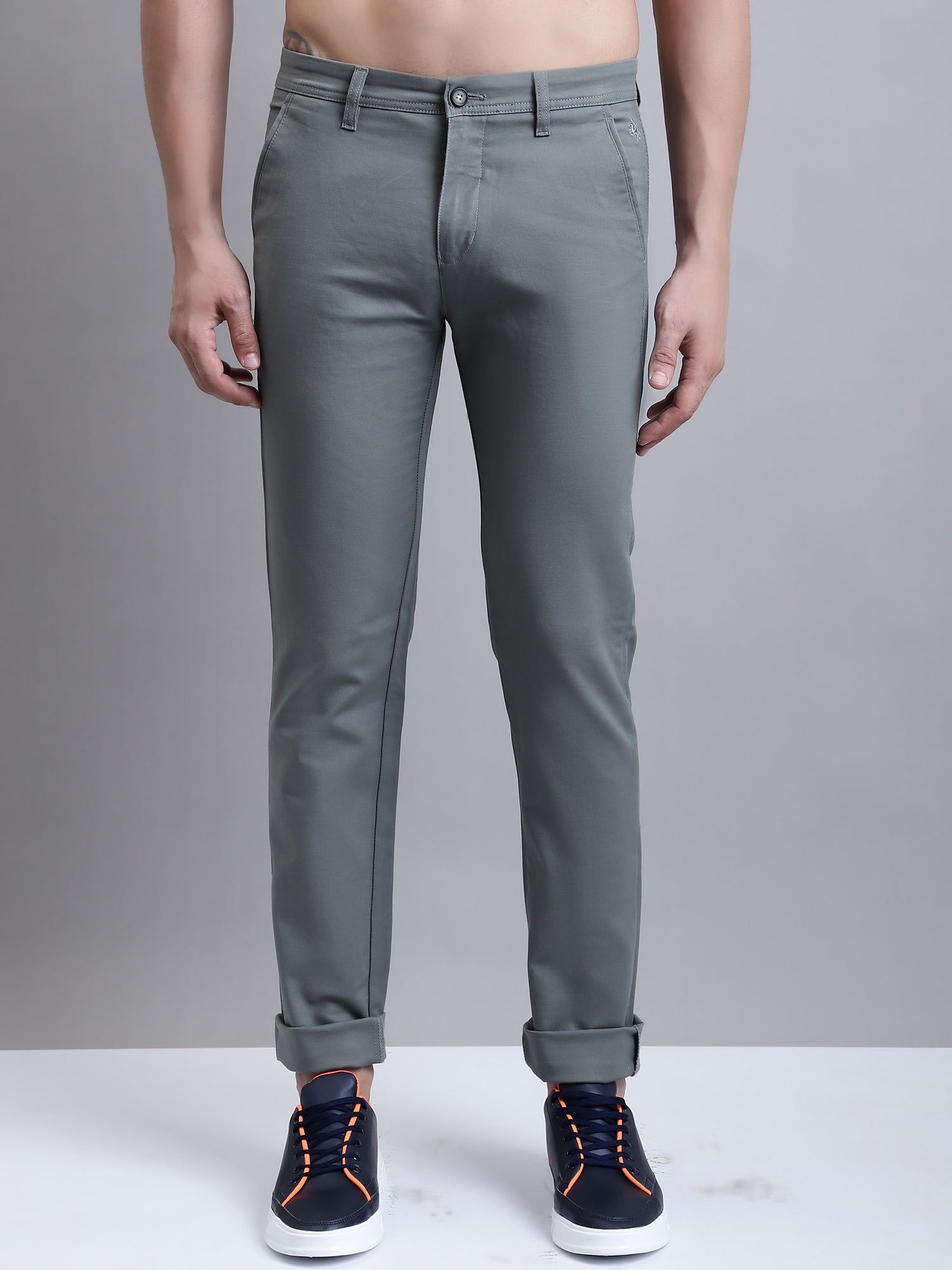 Cantabil Men Light Olive Solid Plain Casual Trouser (7156147978379)