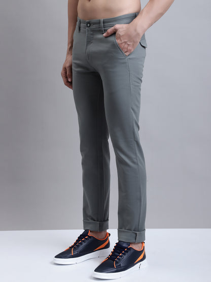 Cantabil Men Light Olive Solid Plain Casual Trouser (7156147978379)