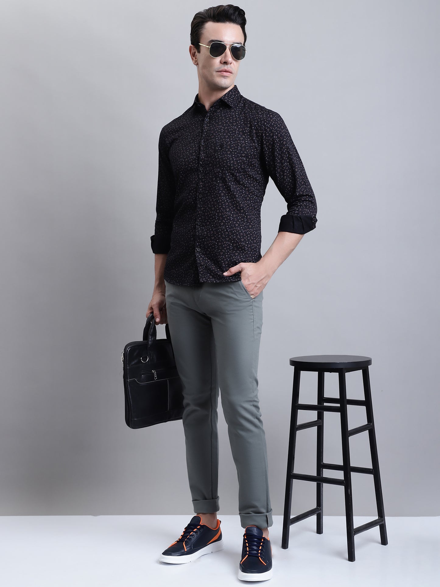 Cantabil Men Light Olive Solid Plain Casual Trouser (7156147978379)