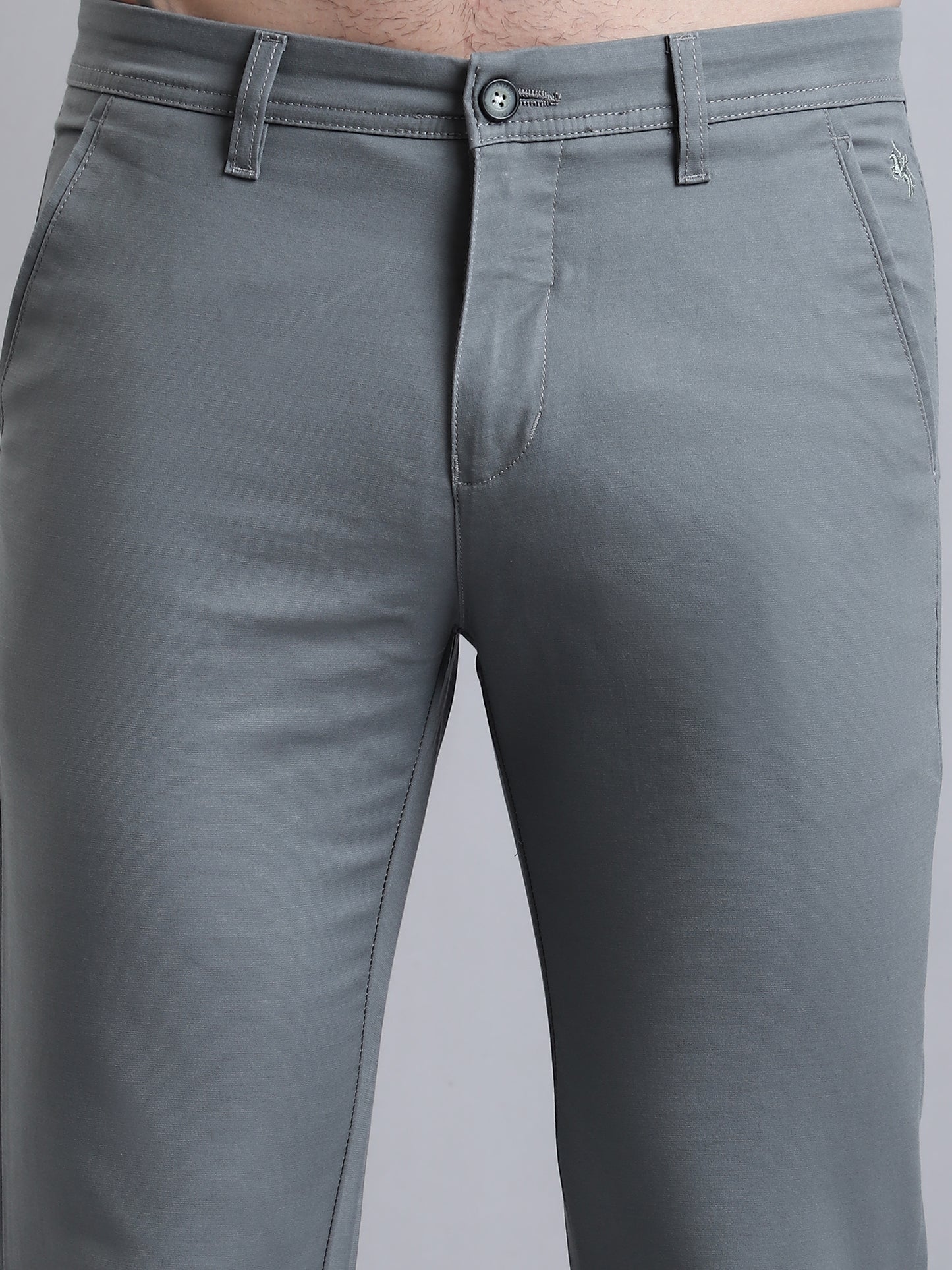 Cantabil Men Light Olive Solid Plain Casual Trouser (7156147978379)