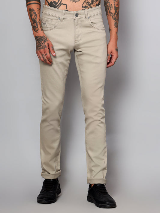Cantabil Men Fawn Solid Casual Trouser (7153423515787)