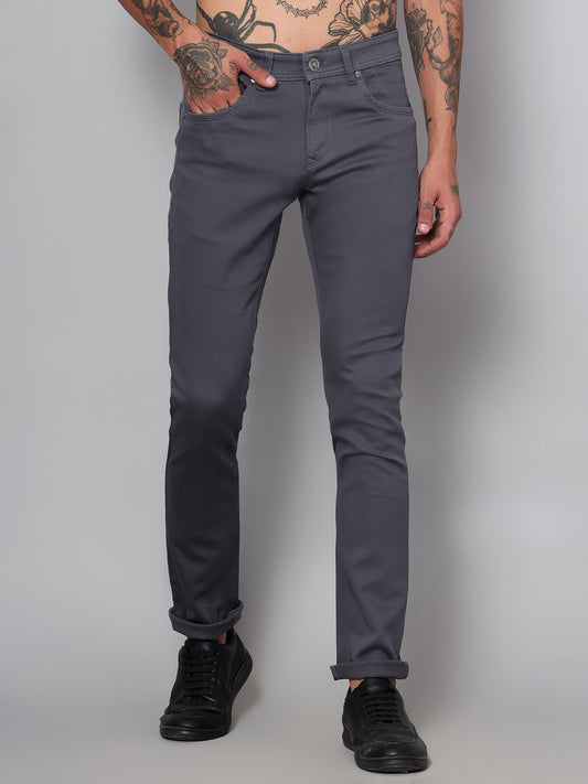 Cantabil Men Grey Solid Casual Trouser (7153423843467)