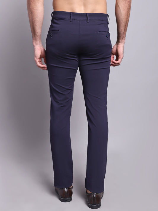 Cantabil Men Navy Blue Casual Trouser (7137874280587)