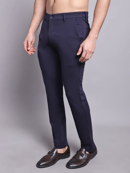 Cantabil Men Navy Blue Casual Trouser (7137874280587)