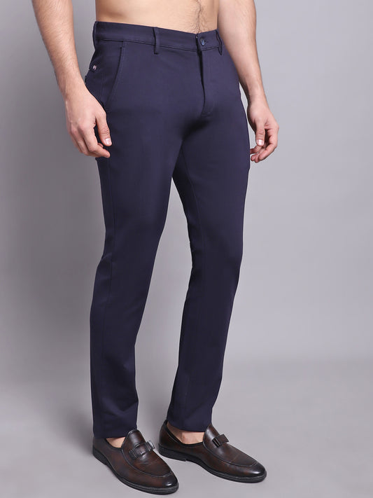 Cantabil Men Navy Blue Casual Trouser (7137874280587)