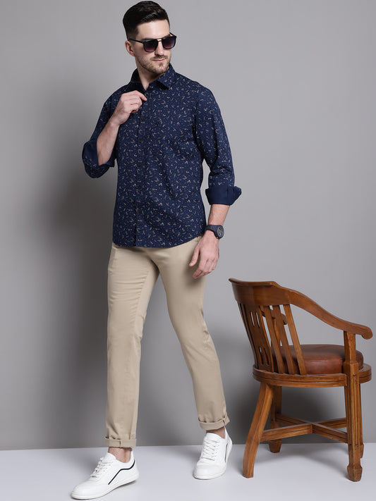 Cantabil Khaki Solid Non Pleated Regular Fit Mid Rise Casual Trousers for Men (7162821116043)