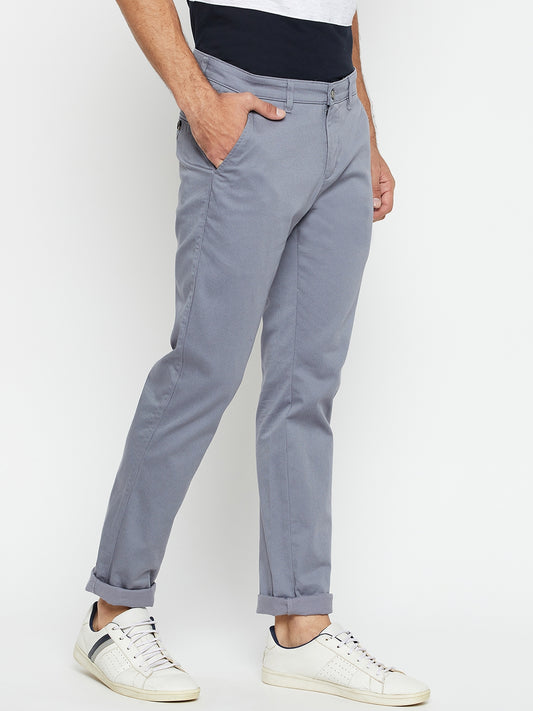 Men's Casual Flat front Grey  Trousers