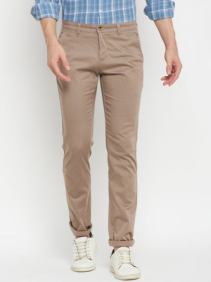 Men's Casual Flat front Light Brown  Trousers