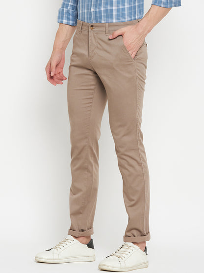 Men's Casual Flat front Light Brown  Trousers