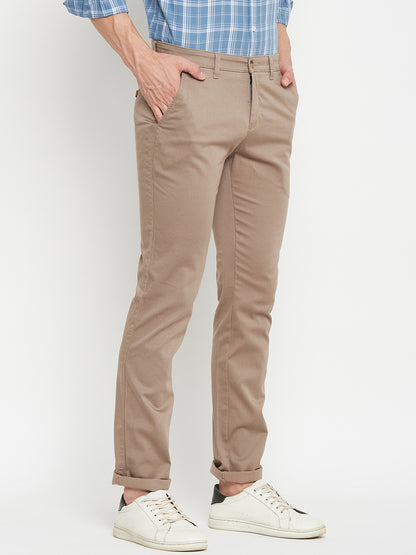 Men's Casual Flat front Light Brown  Trousers