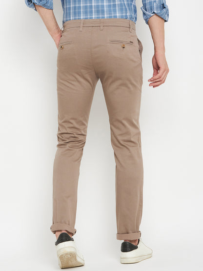 Men's Casual Flat front Light Brown  Trousers