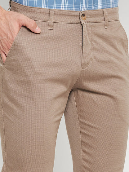 Men's Casual Flat front Light Brown  Trousers