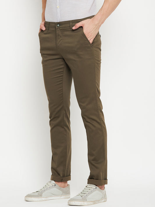 Men's Casual Flat front Olive Green  Trousers