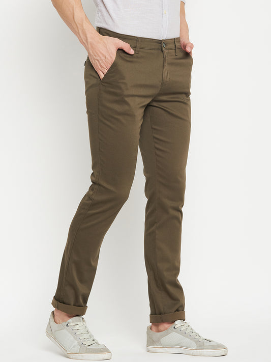 Men's Casual Flat front Olive Green  Trousers