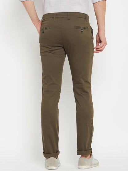 Men's Casual Flat front Olive Green  Trousers