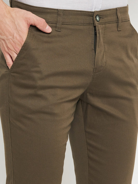 Men's Casual Flat front Olive Green  Trousers