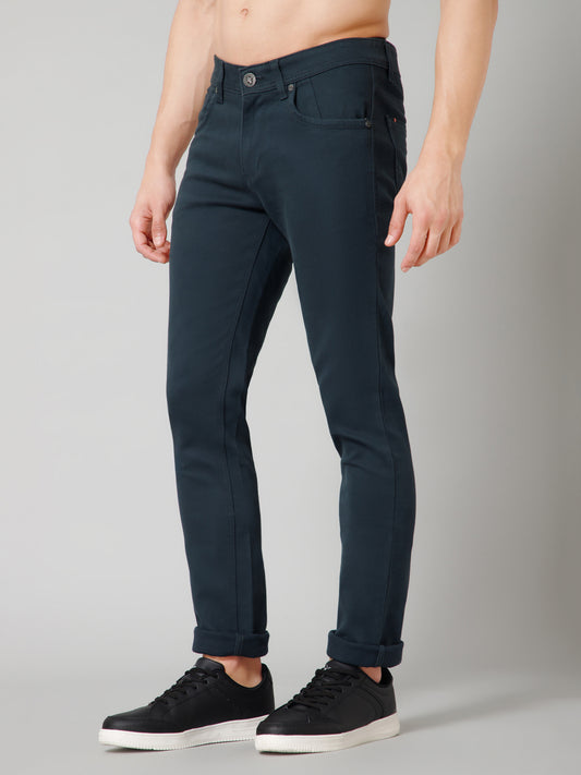 Men's Casual Flat front Teal  Trousers