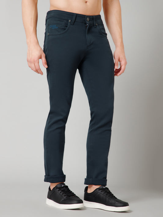 Men's Casual Flat front Teal  Trousers