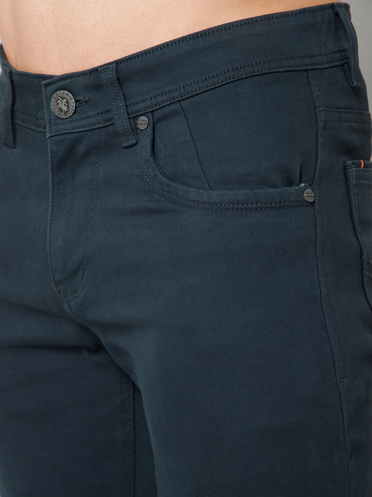 Men's Casual Flat front Teal  Trousers