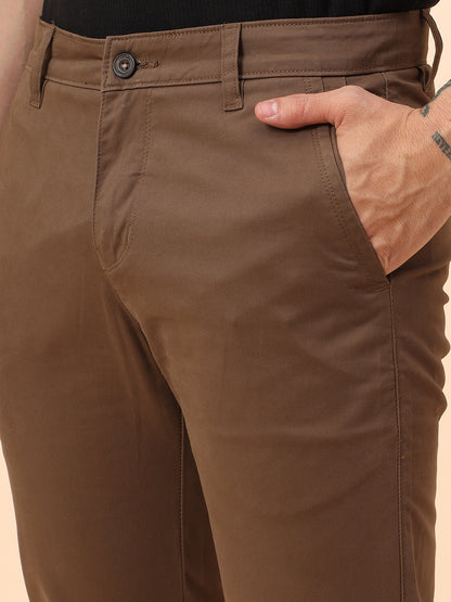 Casual Trousers for Men l Breathable & Soft with Color Fastness Regular Fit Cotton Blend Fabric Solid Pattern Button Closure