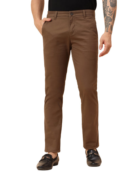 Casual Trousers for Men l Breathable & Soft with Color Fastness Regular Fit Cotton Blend Fabric Solid Pattern Button Closure