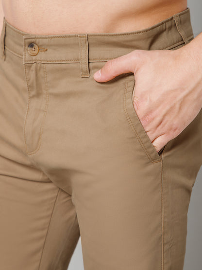 Men's Casual Flat front Khaki  Trousers