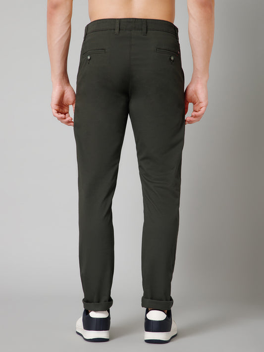 Men's Casual Flat front Olive Green  Trousers