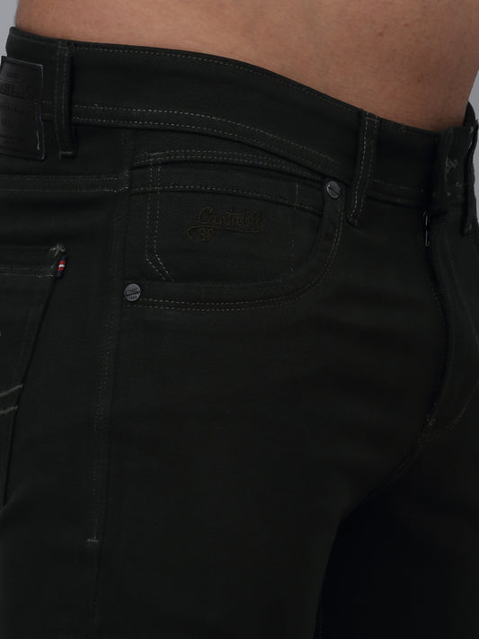 Men's Casual Flat front Olive Green  Trousers