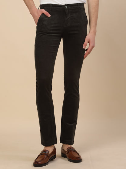 Casual Trouser for Men | Breathable & Soft with Color Fastness Regular Fit Cotton Blend Fabric Solid Pattern Button Closure