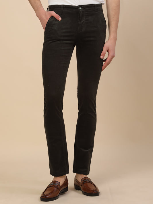 Casual Trouser for Men | Breathable & Soft with Color Fastness Regular Fit Cotton Blend Fabric Solid Pattern Button Closure