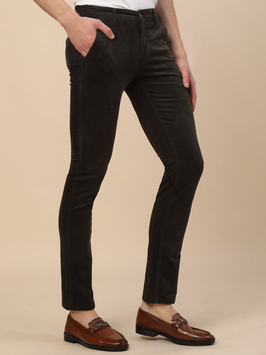 Casual Trouser for Men | Breathable & Soft with Color Fastness Regular Fit Cotton Blend Fabric Solid Pattern Button Closure