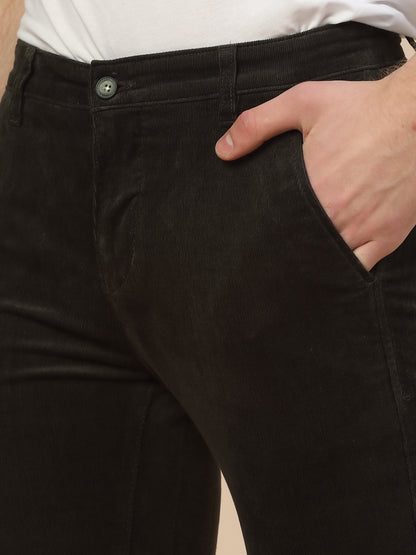 Casual Trouser for Men | Breathable & Soft with Color Fastness Regular Fit Cotton Blend Fabric Solid Pattern Button Closure