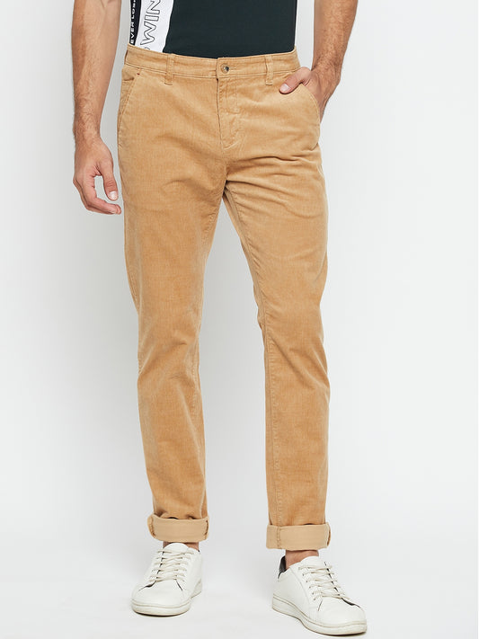 Men's Casual Flat front Khaki Corduroy Trousers