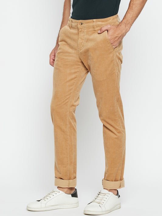 Men's Casual Flat front Khaki Corduroy Trousers