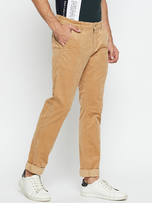 Men's Casual Flat front Khaki Corduroy Trousers